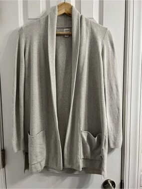 J. Crew Heathered Light Gray Shawl Collar Cardigan-XXS Quiet Luxury